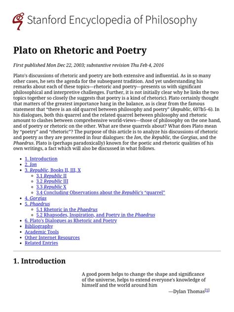 Plato (Stanford Encyclopedia of Philosophy).